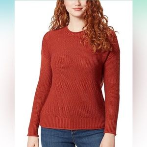 Jessica Simpson rusty spice color knit pullover Large sweater rolled edges